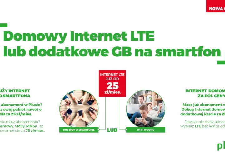 Domowy Internet LTE lub dodatkowe GB na smartfon. Pakiet 60 GB za 25 zł/mies. lub LTE bez końca od 40 zł/mies.