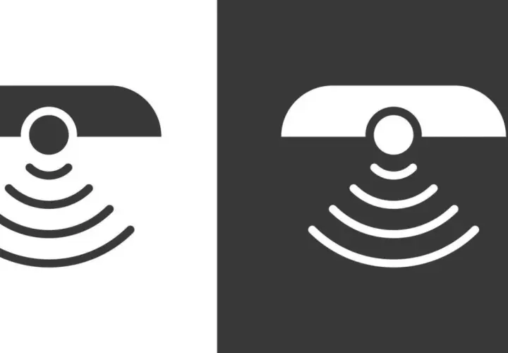 Símbolo de sensor de movimiento con ondas que emanan de un círculo central.