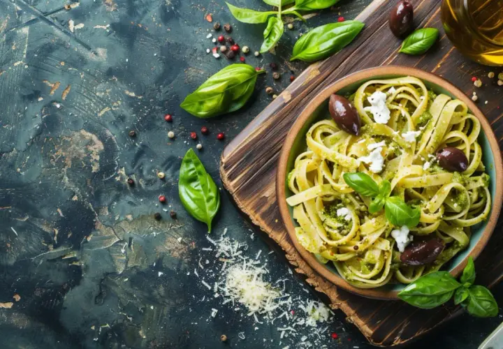 Smaki Grecji: makaron z pesto, fetą i oliwkami - przepis