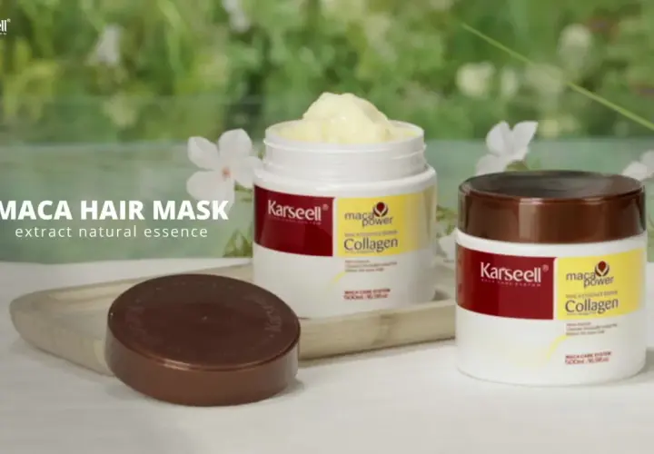 Karseell Maca Hair Mask z kolagenem, naturalny ekstrakt dla zdrowych włosów.