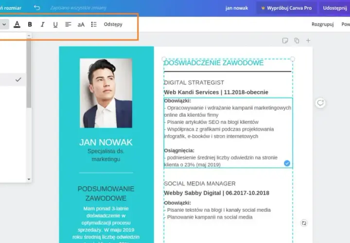 CV w Canvie za darmo: Jak stworzyć profesjonalne i skuteczne?