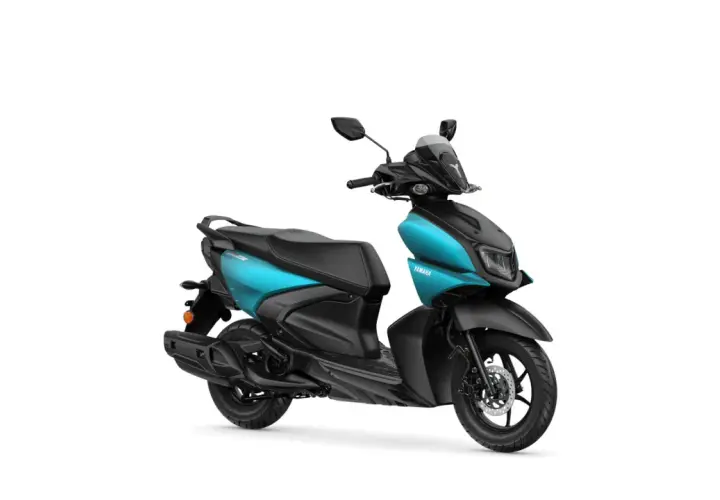 Scooter Yamaha Ray ZR azul turquesa y negro, con diseño deportivo y moderno.