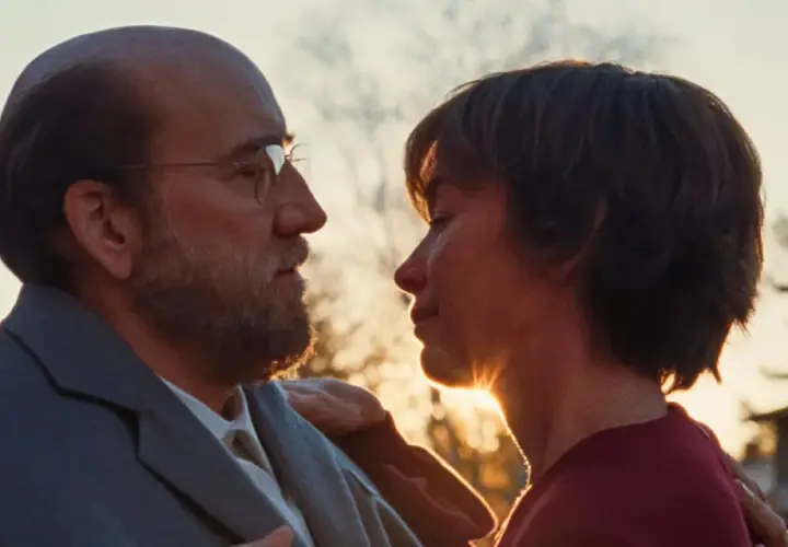 Intymny moment w filmie, który w swojej recenzji nazwałem "dream scenario". Słońce zachodzi za plecami pary.