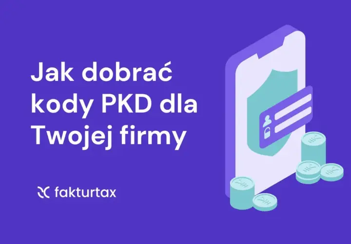 Jak dobrać kody PKD dla Twojej firmy? Ikona telefonu z tarczą i ikoną użytkownika, monety.
