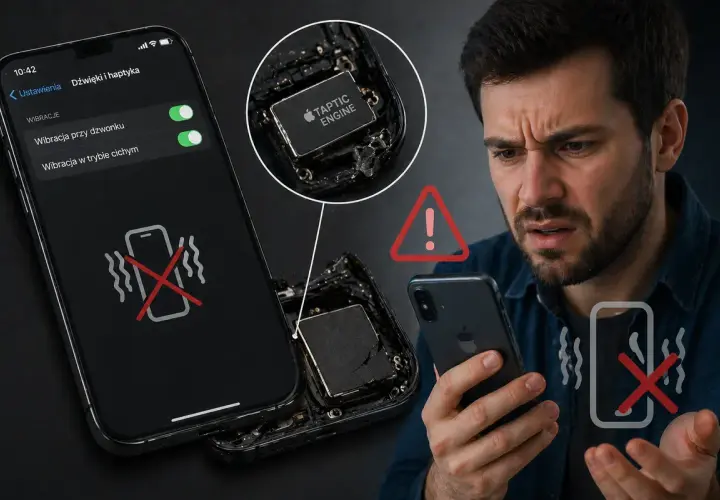 Telefon wibruje ale się nie włącza. Uszkodzony Taptic Engine w iPhonie.