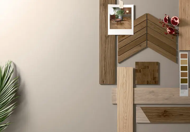 Schema posa gres effetto legno: diverse finiture e formati, un'ispirazione per pavimenti caldi e naturali.