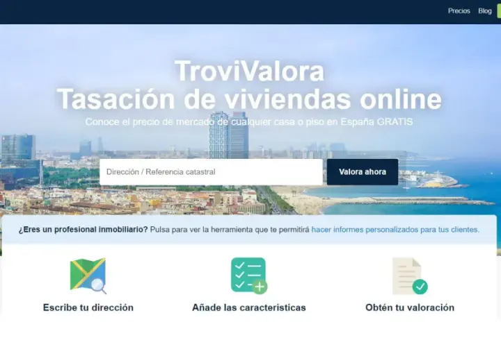 Plataforma online para conocer el precio de mercado de viviendas. Ofrece diferentes tipos de tasaciones gratuitas, introduciendo dirección o características.