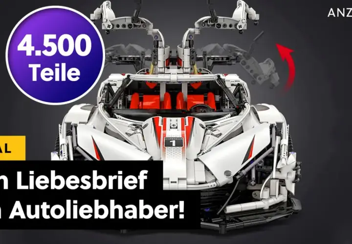 Ein detailliertes Modell eines weißen Hypercars aus 4.500 Teilen, ein Traum für jeden Autoliebhaber.