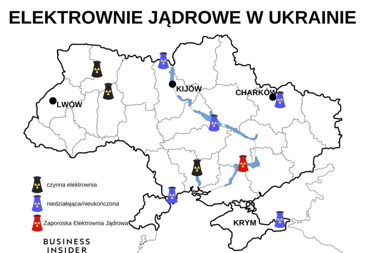 Ukraina: Elektrownie jądrowe mapa, status, zagrożenia