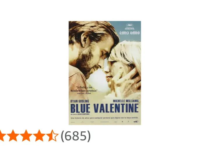 Locandina di Blue Valentine, con Ryan Gosling e Michelle Williams. La trama esplora le gioie e i dolori di una relazione.