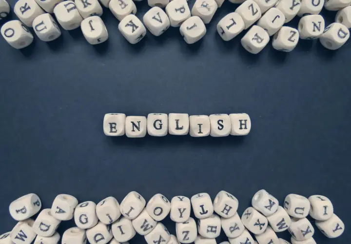 Dadi di legno compongono la parola "ENGLISH", che potrebbe essere la parola più lunga in inglese.