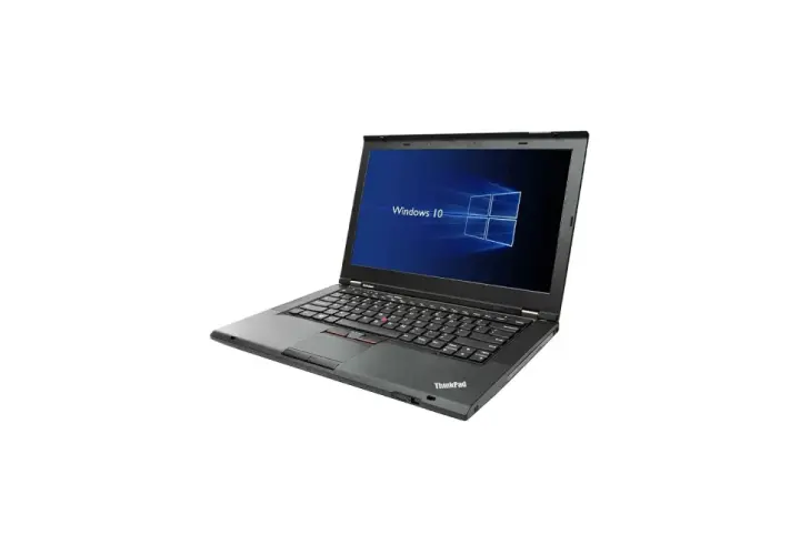 Klasyczny laptop Lenovo Thinkpad T430 z systemem Windows 10 na ekranie.