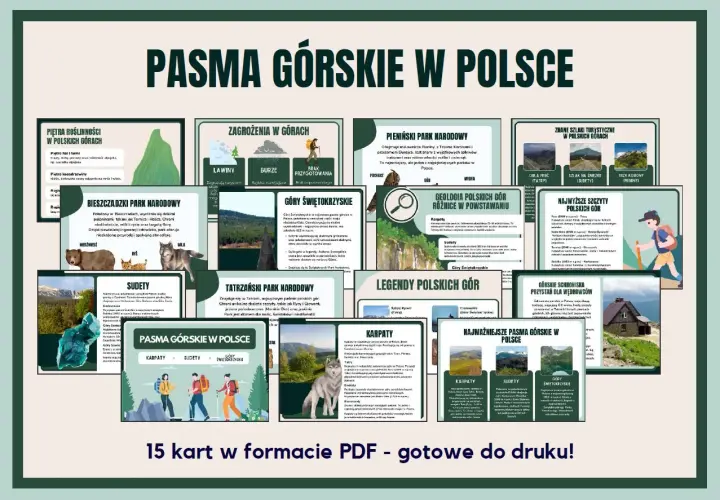 Przewodnik po pasmach górskich w Polsce: Tatry, Sudety, Bieszczady, Pieniny, Góry Świętokrzyskie. Informacje o przyrodzie, zagrożeniach, geologii i legendach.