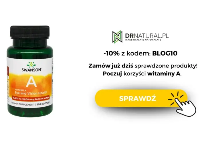 Butelka suplementu diety Swanson z witaminą A na oczy i wzrok.