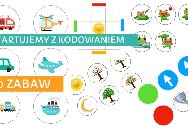 Startujemy z kodowaniem! Wesołe pojazdy, żaby i drzewa pomogą dzieciom w nauce. 20 zabaw.