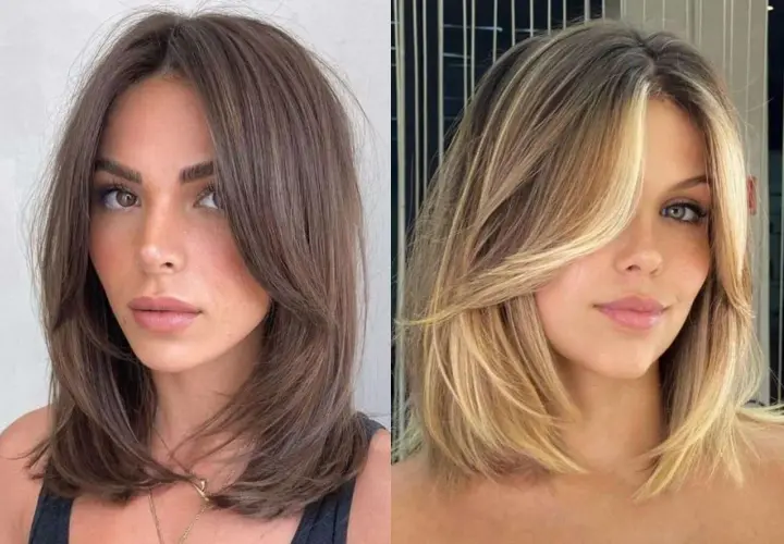Dos mujeres lucen un bob moderno con capas atrevidas. Cortes de pelo mujer corto y chic que enmarcan el rostro.