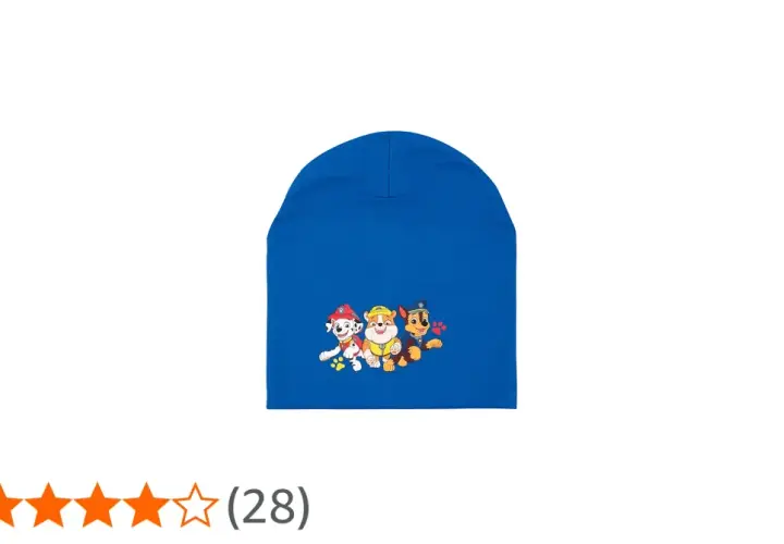 Blaue Mütze mit Paw Patrol Motiv: Marshall, Rubble und Chase.