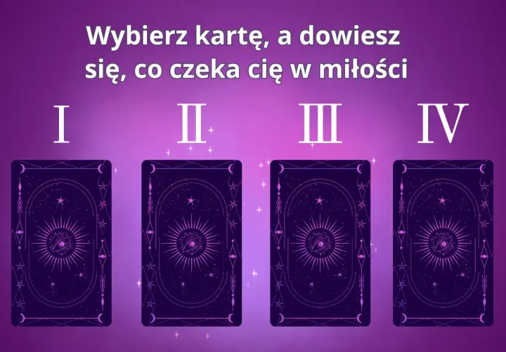 Kapłanka tarot zaprasza do wyboru karty, by odkryć przyszłość uczuć. Cztery tajemnicze karty z motywem oka i gwiazd czekają.