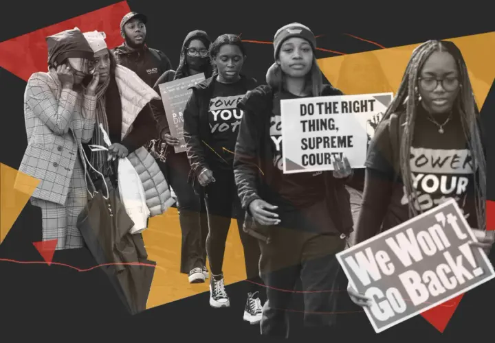 Protesters hold signs like "Do the Right Thing, Supreme Court!" and "We Won't Go Back!" This image evokes the ongoing fight for rights, making us wonder when DEI became a thing.