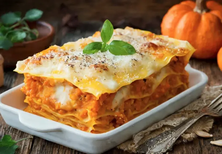 Délicieuse lasagne au potiron, une recette italienne réconfortante. Parfait pour un repas d'automne.