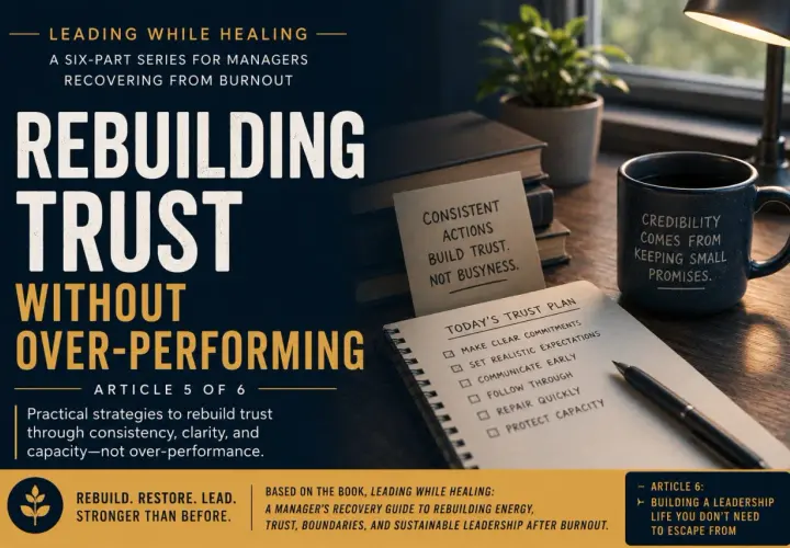 Learn how to recover from a mistake at work by rebuilding trust through consistent actions, not over-performing. A manager's guide to sustainable leadership.
