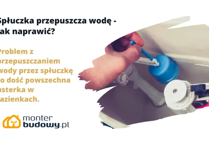 Dłoń reguluje mechanizm spłuczki, gdy spłuczka przepuszcza wodę. Naprawa tej powszechnej usterki w łazience.