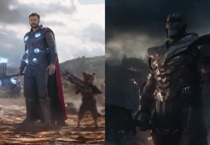Thor, Groot et Rocket se préparent à affronter Thanos dans une scène d'Infinity War.