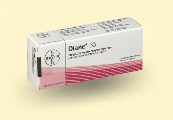 Opakowanie leku Diane-35 z tabletkami.