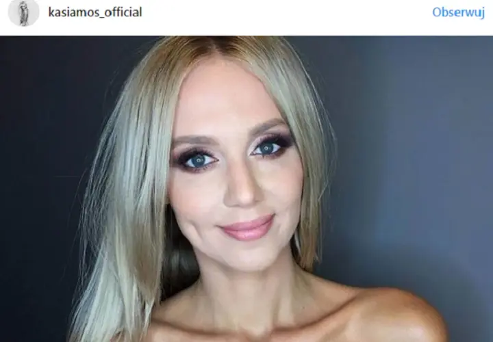 Kasia Moś z charakterystycznymi dołeczkami na policzkach i wspaniałym makijażem.
