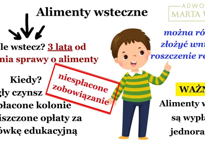 Alimenty z datą wsteczną można uzyskać do 3 lat wstecz. Dotyczy to zaległego czynszu, niespłaconych kolonii i opłat edukacyjnych.