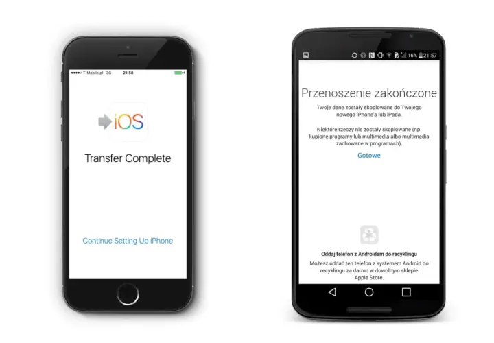 Przenoszenie zakończone na iPhonie. Jak przenieść kontakty z Androida na iPhone? Dane skopiowane, gotowe do dalszej konfiguracji.