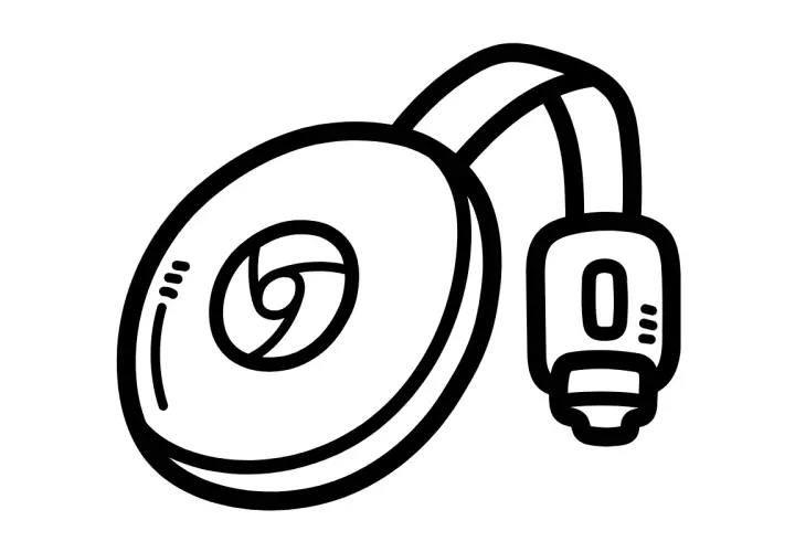 Ilustracja Chromecasta, pomocna przy problemach z urządzeniem, gdy zastanawiasz się, jak zresetować Chromecast.