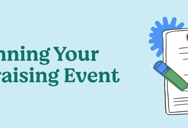 Planning Your Fundraising Event: A checklist on a clipboard with a pencil and checkmarks.