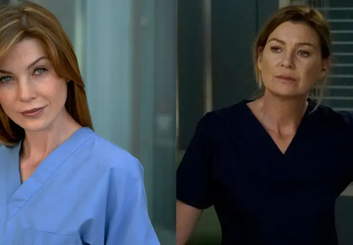 Dwie wersje Meredith Grey z "Anatomii Prawdy" w niebieskich i granatowych scrubach.