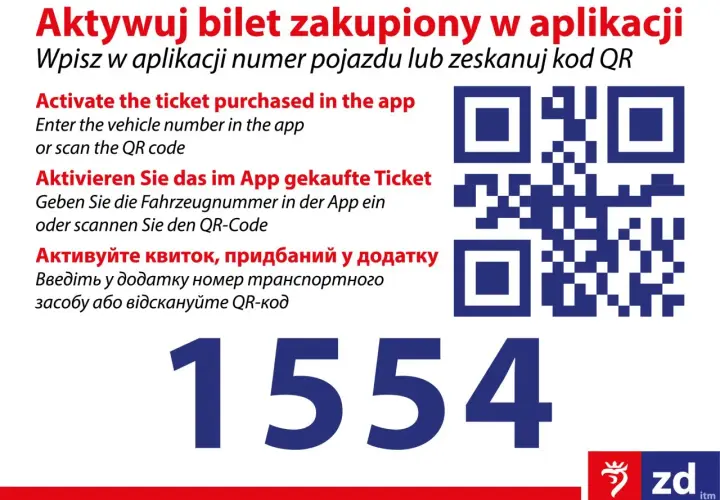 Aktywuj bilet dobowy Szczecin, skanując kod QR lub wpisując numer pojazdu w aplikacji. Numer 1554.
