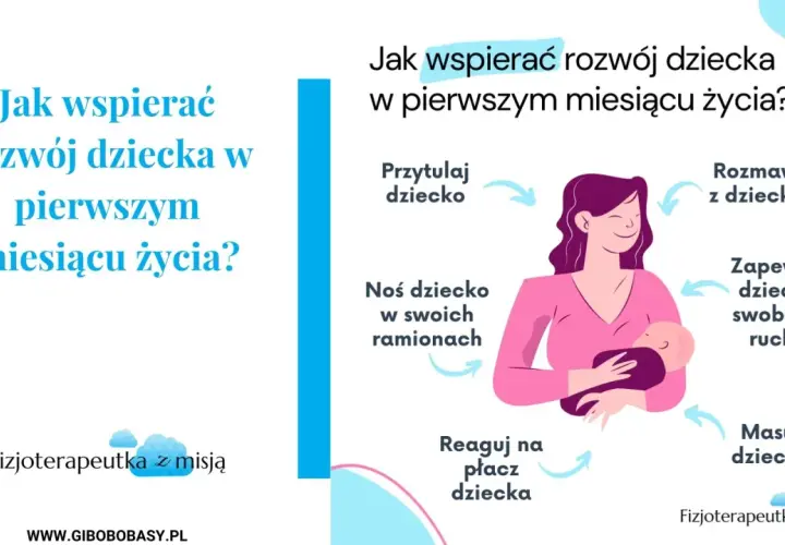 Jak wspierać rozwój dziecka w pierwszym miesiącu życia? Przytulaj, noś, rozmawiaj, masuj, reaguj na płacz i zapewnij swobodę ruchu.
