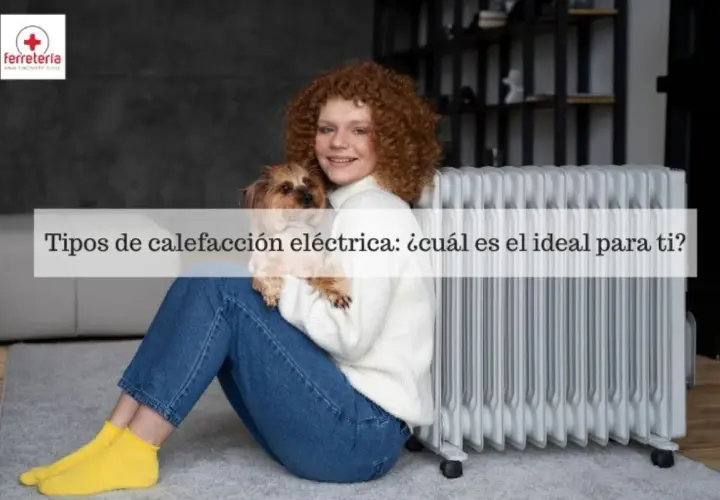 Chica con perro junto a un radiador eléctrico, explorando los tipos de calefacción para una casa.