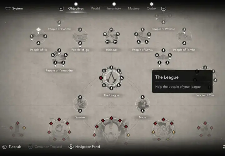 Mapa celów w nowym Assassin's Creed. Gracze mogą wybrać "The League", by pomóc ludziom swojej ligi.