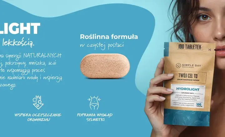 Naturalna formuła Hydrolight pomaga pozbyć się wody z organizmu, wspierając detoksykację i oczyszczanie.