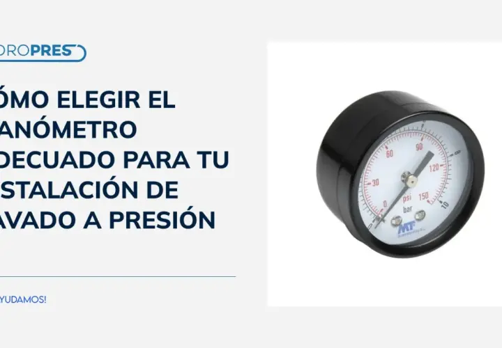 Manómetro de presión con escala en bar y psi, ideal para tu instalación de lavado a presión.