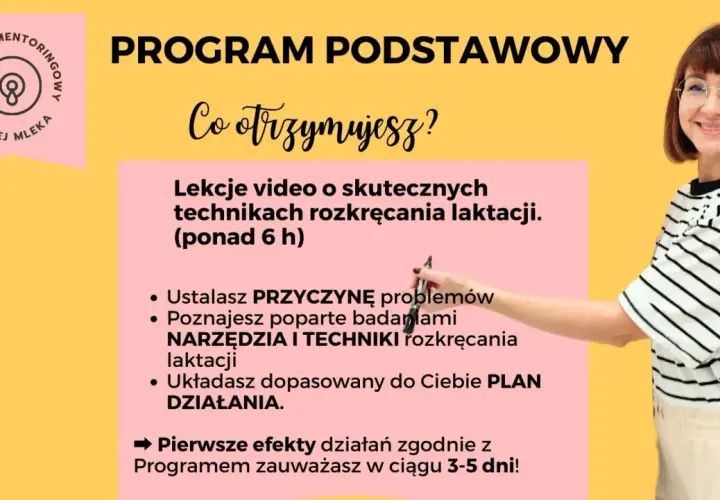 Program podstawowy: jak wspomóc laktację. Lekcje video, narzędzia i techniki rozkręcania laktacji, plan działania. Efekty w 3-5 dni!