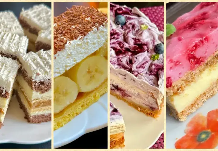 Pyszne niespotykane ciasta: kokosowe, bananowe z czekoladą, jagodowe i malinowe. Każde kusi wyglądem i smakiem.