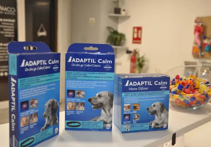 Cajas de ADAPTIL Calm, difusor y collar, para calmar la ansiedad de perros. Feromonas para perros ansiedad.