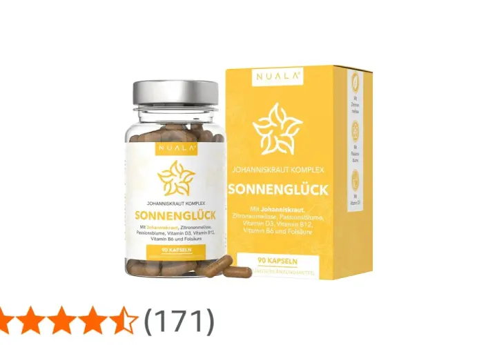 Nuala Sonnen glück: Johanniskraut Komplex mit Vitamin D3, B-Vitaminen und Folsäure für Ihr Wohlbefinden.