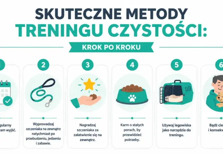 Jak oduczyć psa sikać w domu: ustal harmonogram, nagradzaj załatwianie się na zewnątrz, karm o stałych porach, używaj legowiska, bądź cierpliwy.