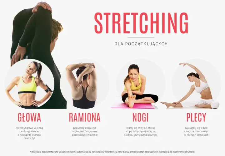 Stretching: ćwiczenia na głowę, ramiona, nogi i plecy. Rozciąganie dla początkujących.