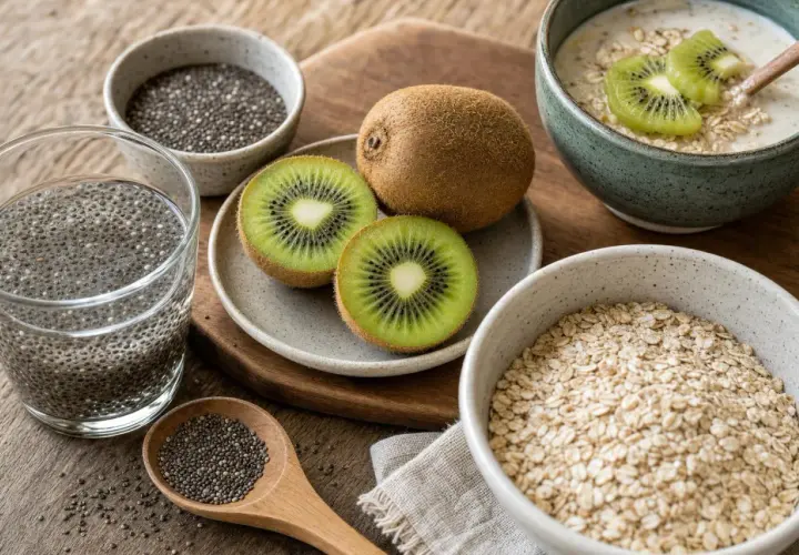 Semi di chia, fiocchi d'avena e kiwi: ingredienti naturali per combattere l'intestino pigro. Rimedi gustosi e salutari.