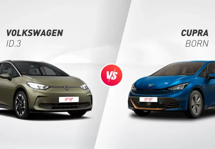 Volkswagen ID.3 verde y Cupra Born azul, comparativa de medidas.