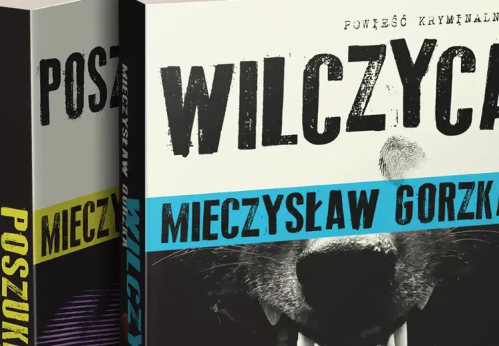 Okładka kryminału "Wilczyca" Mieczysław Gorzka. Widoczny fragment pyska wilka i odcisk palca.