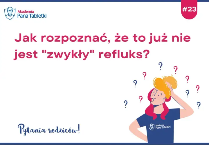 Ilustracja przedstawia zamyśloną osobę z dzieckiem na ramionach, otoczoną znakami zapytania.
